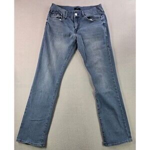 True Religion Ricky SN Flap Relaxed Straight Denim Jeans Light Hazy Wash 34